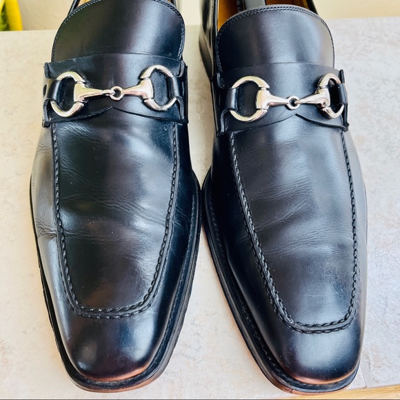 MAGNANNI Black Horse Bit Leather Loafers Dress Shoes Slip On 9 M - Picture 4 of 13